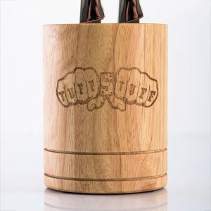 Tuff Stuff piston-inspired wooden steak knife storage block