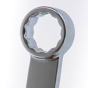 Close-up of ring end on wrench handle steak knife