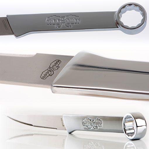 Close-up of Tuff Stuff wrench handle steak knife